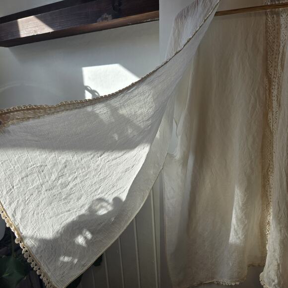 Steve Madden Top Womens Duster Cover Up Ivory Crochet Open Boho Sheer Flowy OS - Picture 3 of 5